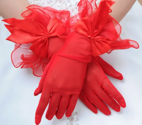 Guantes cortos de malla de rejilla para mujer, rojo, negro, encaje, fiesta de noche nupcial, gótico, Burlesque