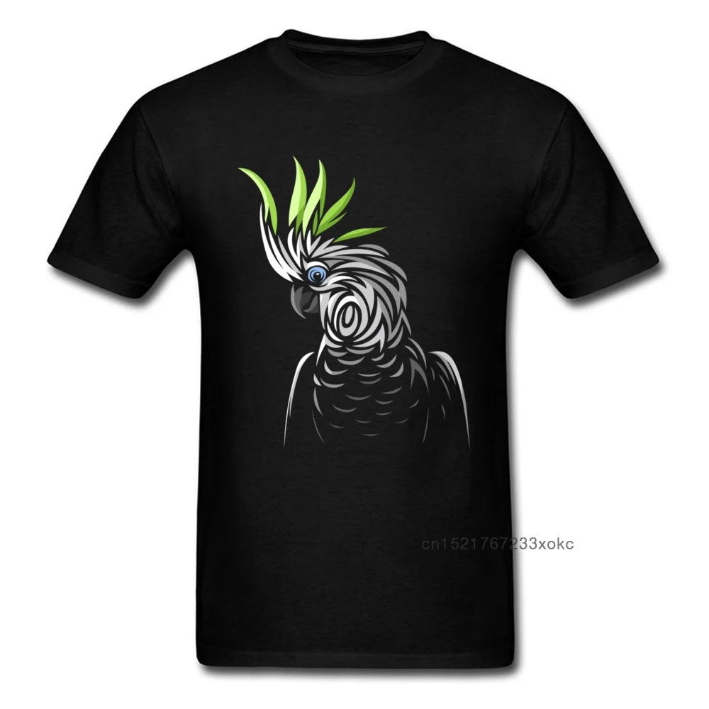 Art Design Tribal Parrot T-shirt Men Hip Hop Tees Black T Shirt Summer Fashion Clothing Hipster Tops Bird Print Tshirt