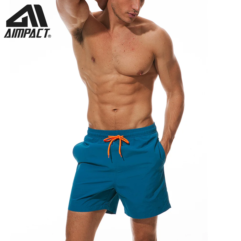 Bañador de playa con bolsillo para hombre, traje de baño de secado rápido, pantalones cortos de Color puro para Surf