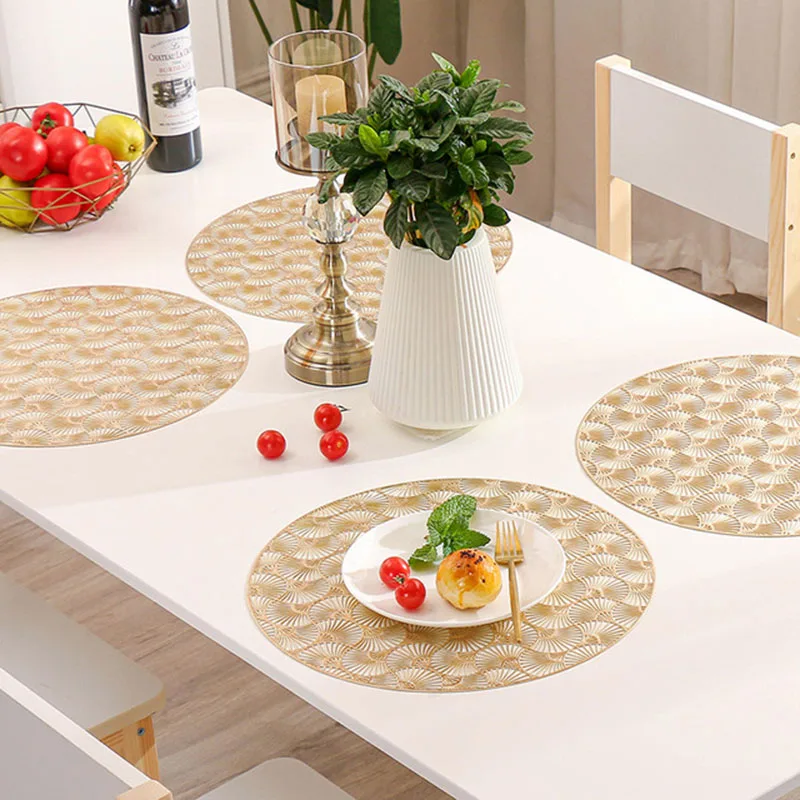 Ouro prata cor calor isolamento esteira de mesa para mesa de jantar decoração estilo europeu redondo oco placemat ferramenta cozinha do agregado familiar