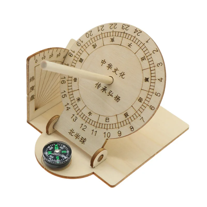 Chinese Ancient Science Sundial Sun Height Measuring Instrument DIY Assembly Wood Parts Kit