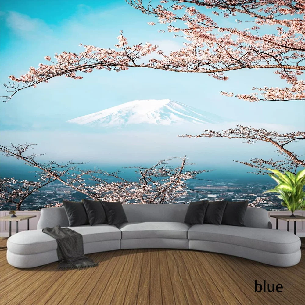 Japan Beautiful Landscape Mountain Fuji Red Pagoda Cherry Blossom Sakura Tapestry Wall Hanging Wall Art Decoration Tapestry