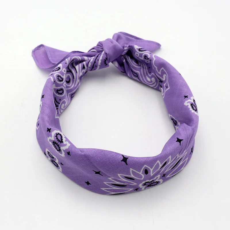 55CM Square Scarf  Women Spring Soft Color White Blue Purpel Khaki Paisley Cotton Headband Hip-hop Men Bandana