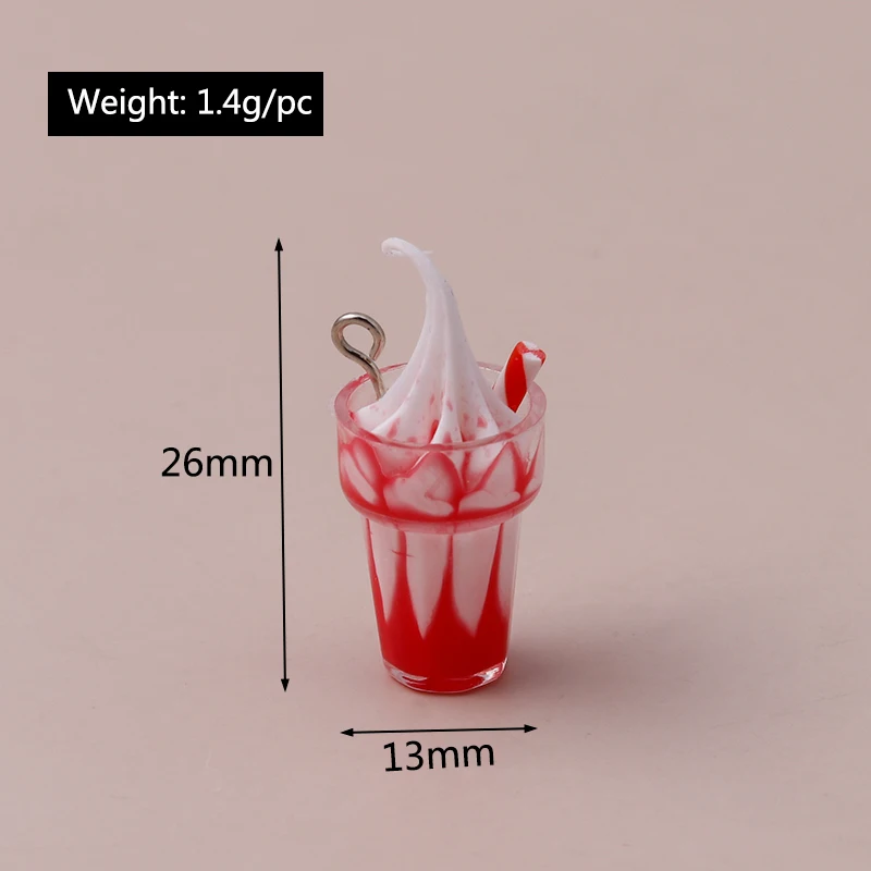 10pcs 26x13mm Cartoon 3D Resin Ice Cream Charms for DIY Making Pendants Necklaces Cute Earrings Handmade Bracelets