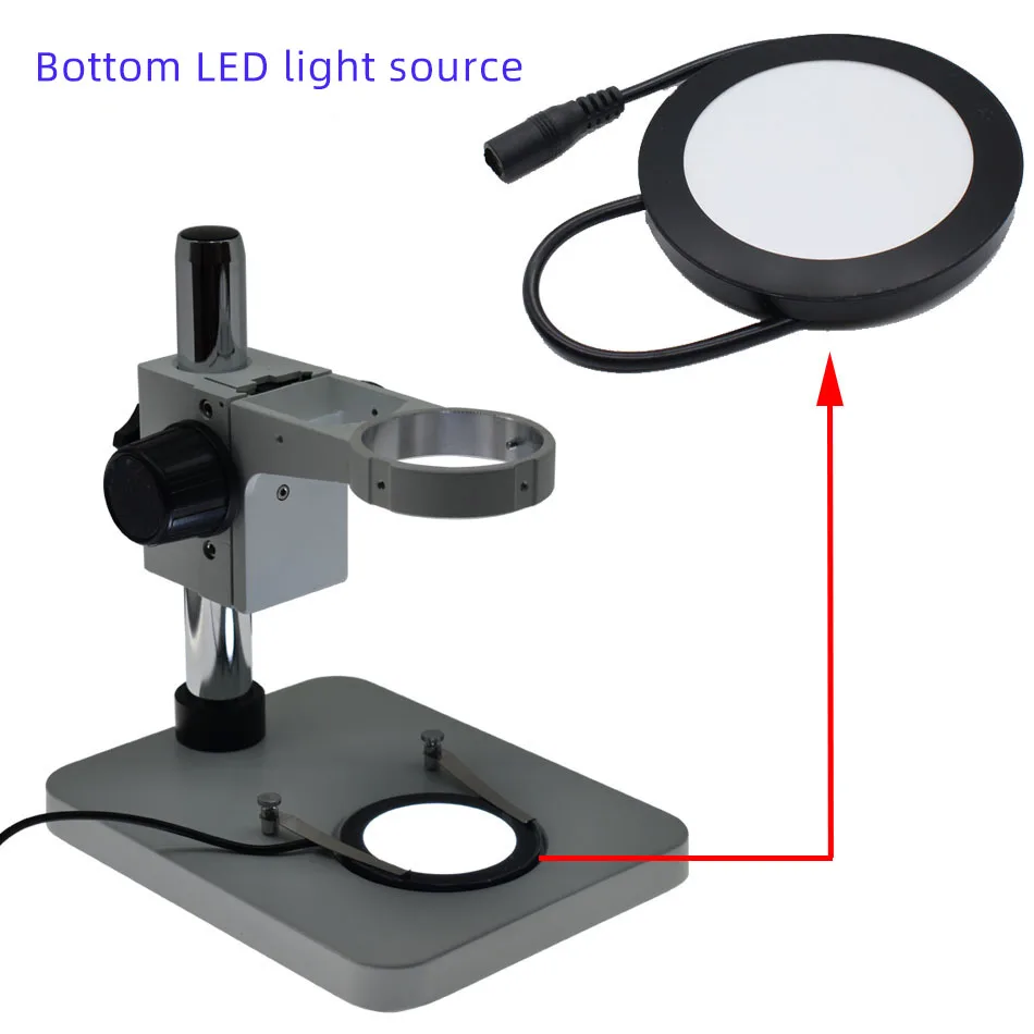 Industrial Microscope LED Ring Bottom Light Source Adjustable Brightness White Light for Binocular Trinocular Stereo Microscope