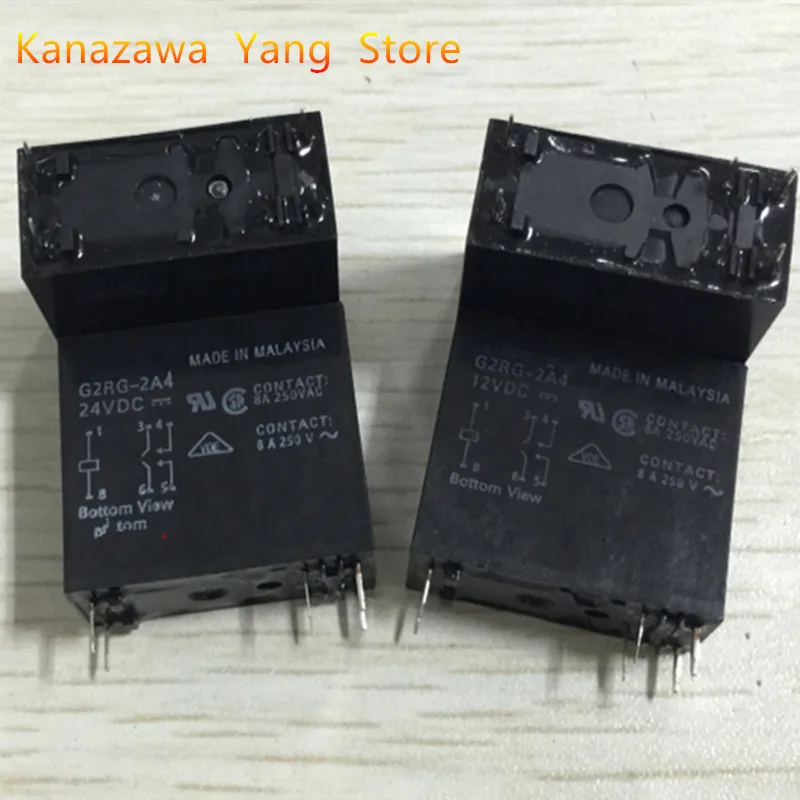 5 pezzi 10 pezzi G2RG-2A4-24VDC G2RG-2A4-12VDC Relè di potenza 8A 250VAC 6 pinInstala scheda circuito stampato sigillato
