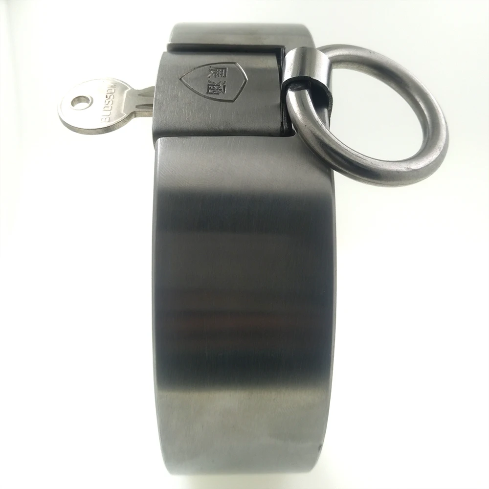 40mm height stainless steel padlock collar fetish wear restraints set Steel choker body Jewelry Lockable Choker