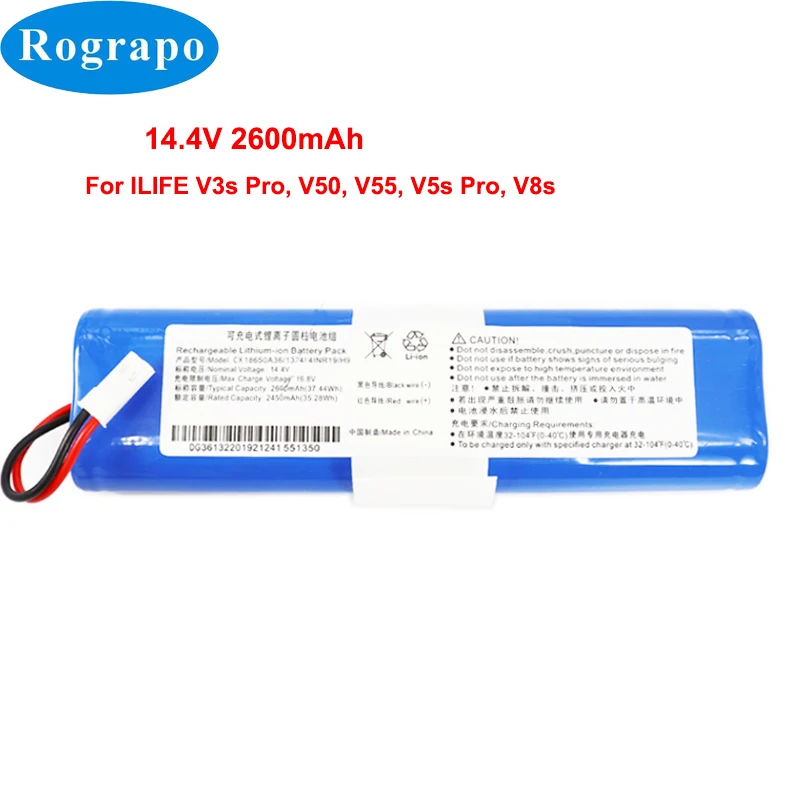 

Новый 14,4 V 2800mAh 3400mAh литий-ионный аккумулятор для ILIFE V3s Pro, V50, V55, V5s Pro, V8s, X750, для ZACO V3, V40, V5s Pro, V5x