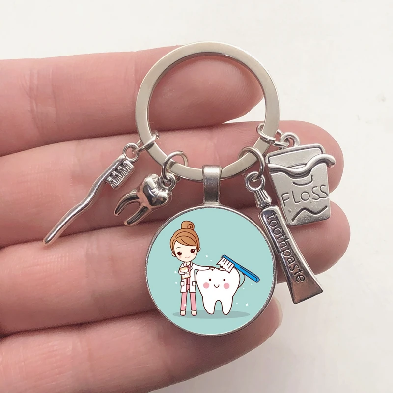 2021 new dentist dental glass keychain dental assistant gift dental care keychain.