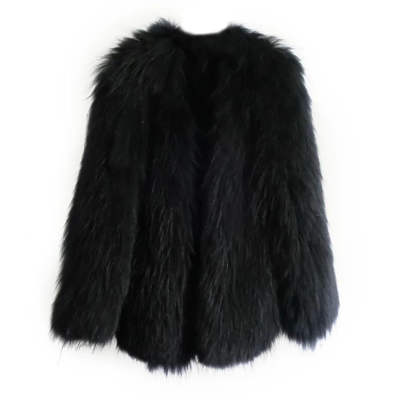 

knitted fox fur coat female long-sleeved V-neck encryption thickening 2020 winter Spring Autumn real fur raccoon dog fur coat