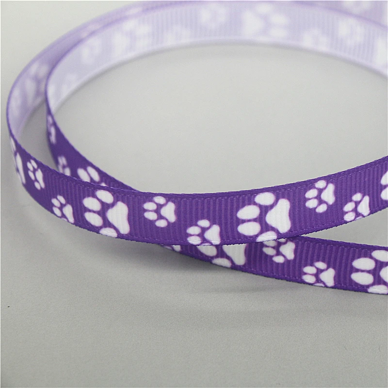 DHK 3/8inch 10yards Dog Paw Printed Grosgrain Ribbon Accessories Sewing Craft Headwear DIY Decoration DIY 9mm B2144