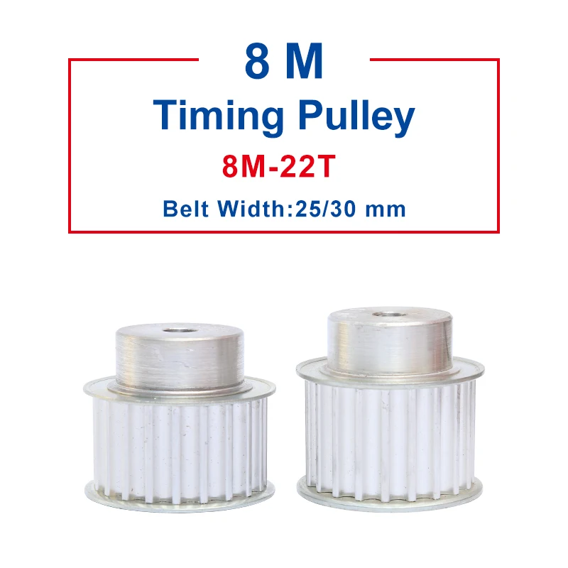 

8M 22T Timing Pulley Process Hole 10 mm Teeth Pitch 8 mm Aluminum Pulley Wheel Slot Width 27/32 mm For 25/30 mm 8M Timing Belt