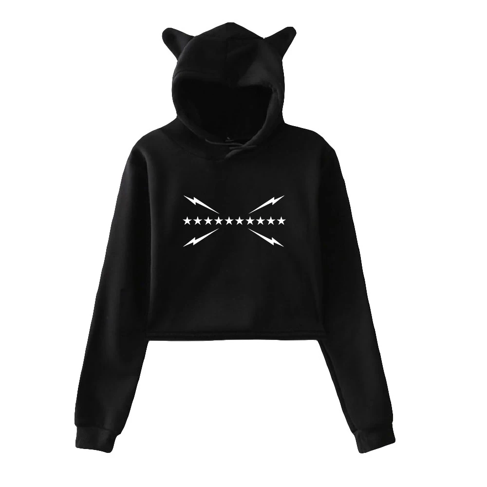 

Yelawolf Cat Ear Hoodies Women Long Sleeve Hooded Crop Sweatshirts Hot Sale Casual Streetwear Clothes