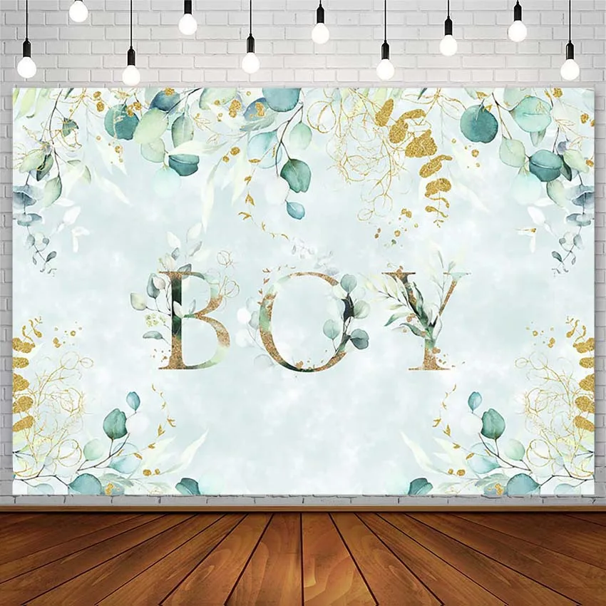 

Эвкалипт фоны с листьями Baby Shower It's A Boy золотые точки для новорожденных Фотография фон для фотостудии фотозон Декор реквизит