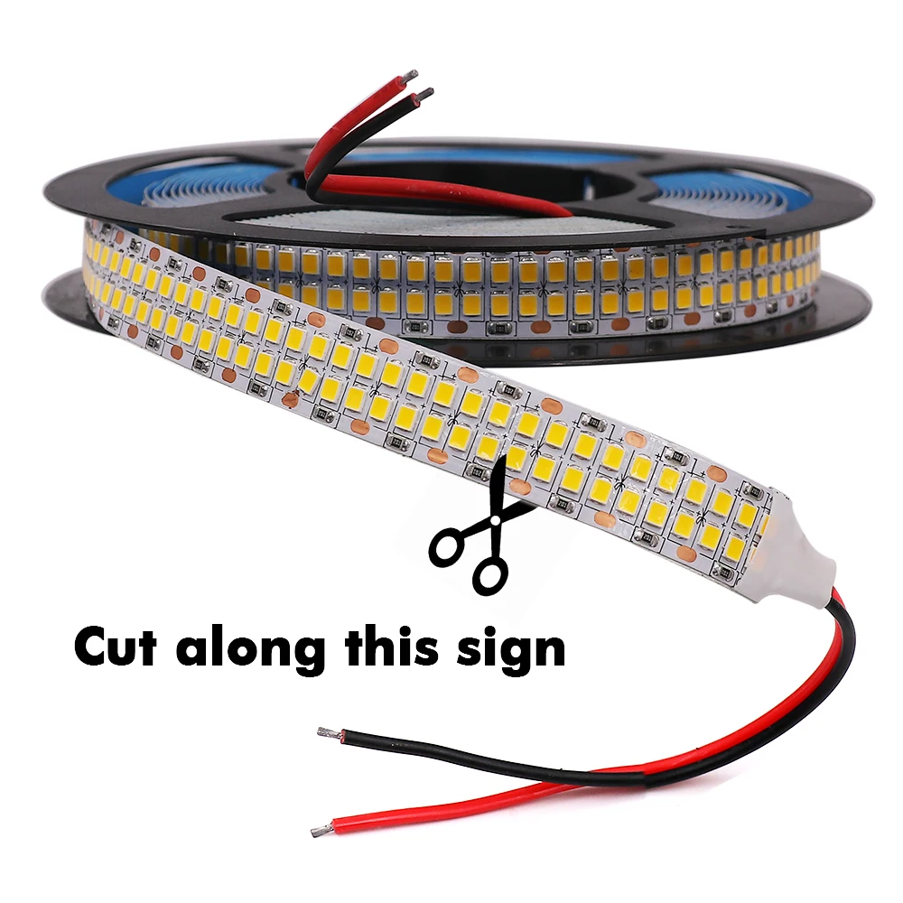 12V 24V 2835 Led Strip Light 480LED/m Super Bright 5M Double Row Flexible Led Stripe Tape Waterproof IP67 Lighting Decoration