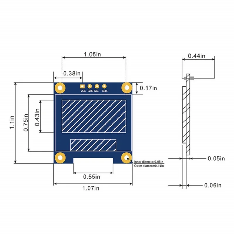 Module Display Oled Voor 126X64 Arduino Blue Iic I2C 4Pins Voor Communiceren 0.96 "Lcd-scherm Board oled Blauw Voor Gnd Vcc Scl Sda
