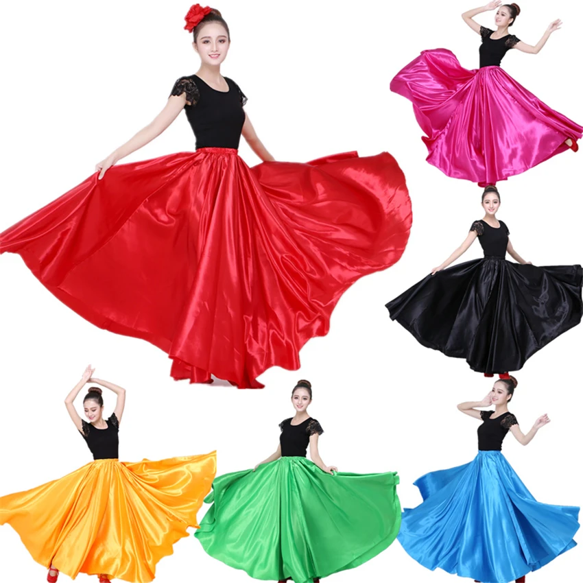 10 farbe Flamenco Röcke für Frauen Spanisch Dance Gypsy Bauch Chorus Erwachsene Feste Bühne Leistung Frauen Stierkampf Spanien Kleid