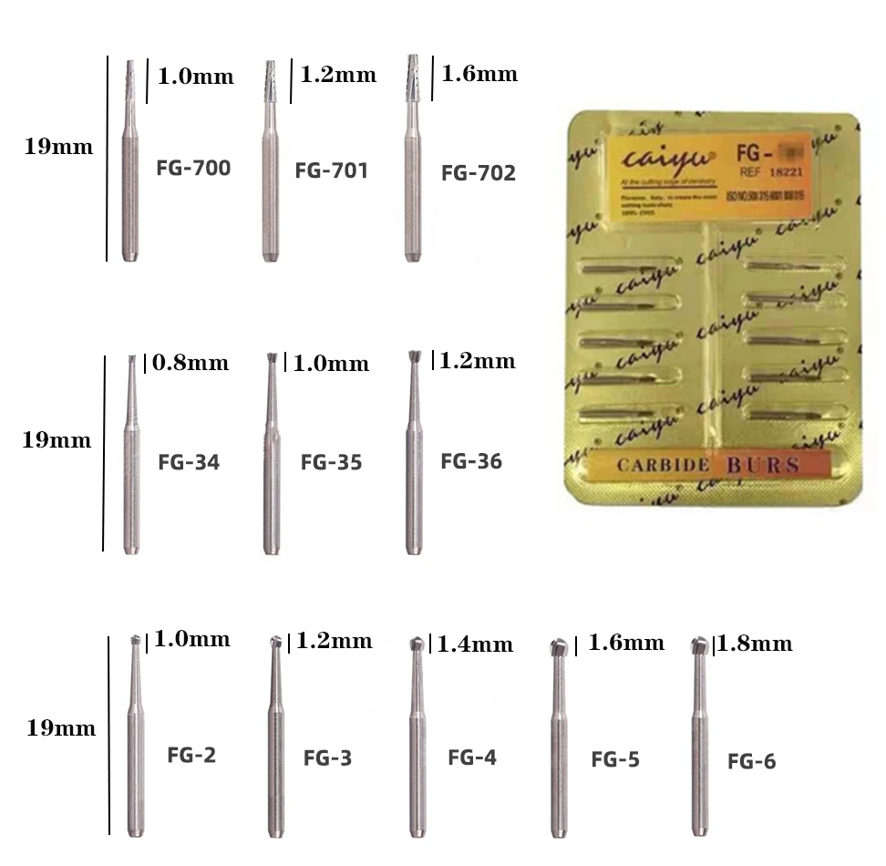 10 Pieces/Pack Dental Tungsten Steel Carbide Burs Dental Lab Diamond FG For High Speed Handpiece Bit Inverted Cone Bur