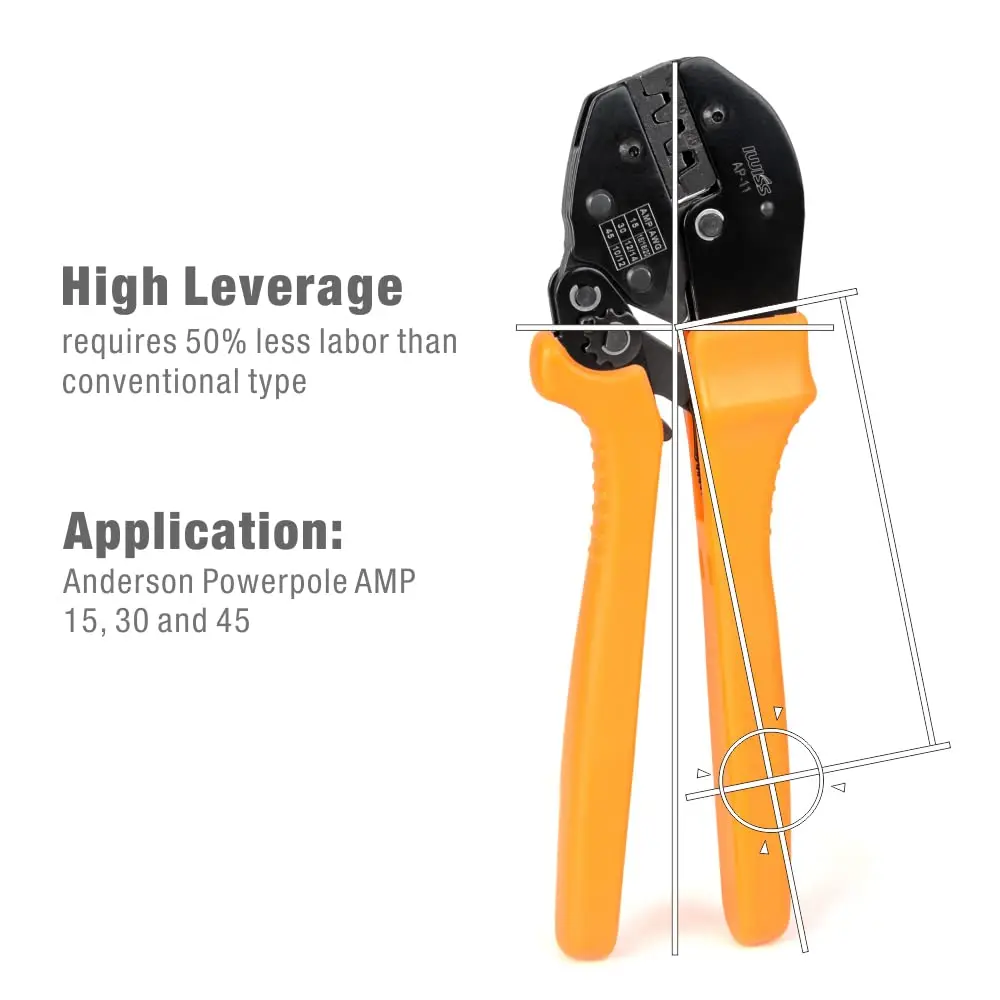 IWISS AP-11 Ratcheting Crimping Tool for 15/30/45 Amp Power Connectors, Amateur Radio & Modular Power Wiring