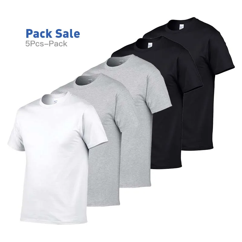 Gildan Brand Summer Men Tshirts 100% Cotton Solid Casual Short Sleeve T-shirt for Men Women O-neck Sport Tshirt Tops Tee 10pcs