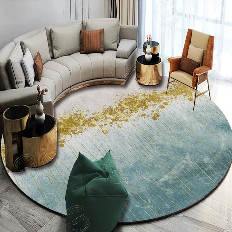 Abstract Art Modern Printed Bedroom Carpets Floor Mats New Design Geometric Round Carpet Rugs Anti Slip Rugs Home Decoration