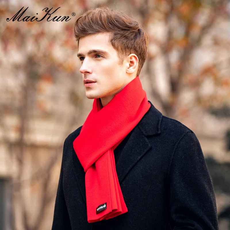 Maikun Wool Scarf Men\'s Winter Solid Color All-Match Cold-Proof High-End Gift Warm New Skin-Friendly Cashmere Men\'s Scarf