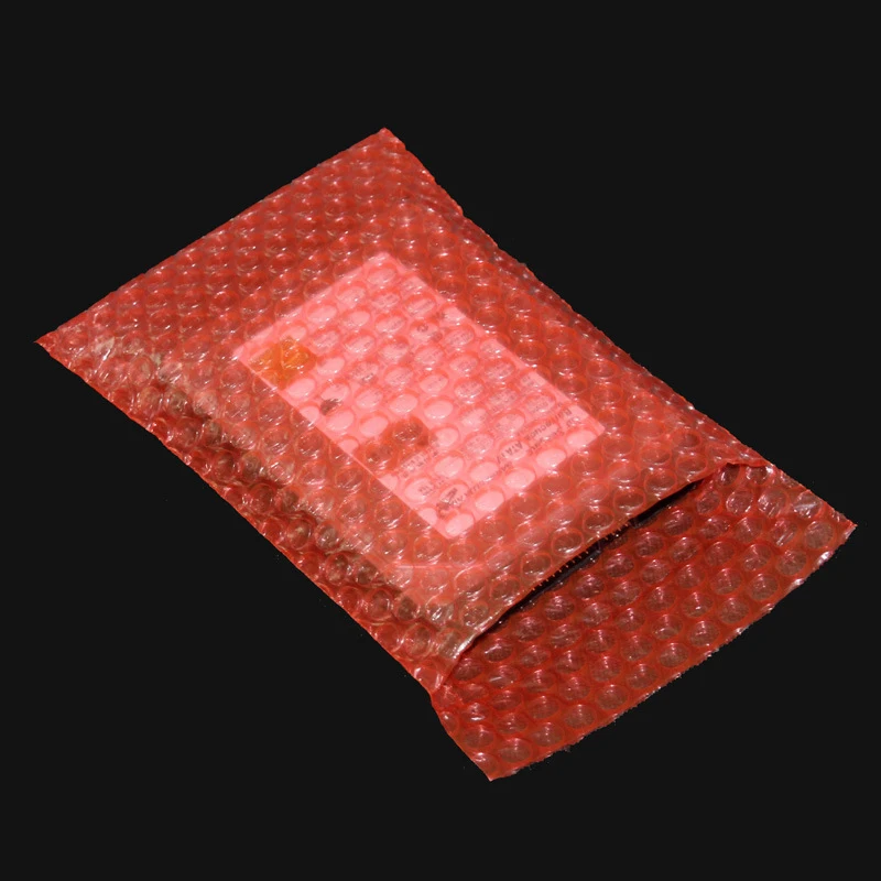 50Pcs 10x15cm Red Plastic Envelope Anti-static Bubble Bags PE Clear Shockproof Packaging Bag Double Film Bubble Mailer