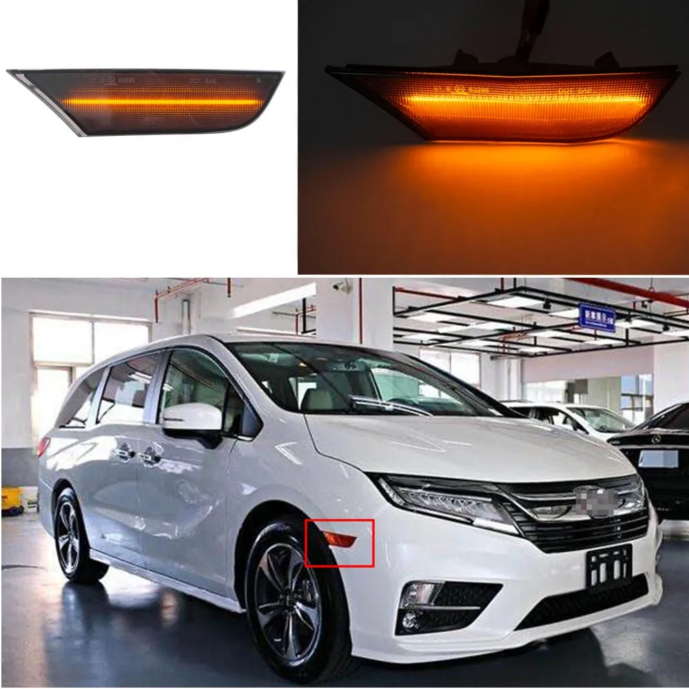 2PCS For Honda Odyssey 2018 2019 2020 2021 2022- Amber Car LED front Side Marker Lamp Turn Signal Light Side Fender Lights