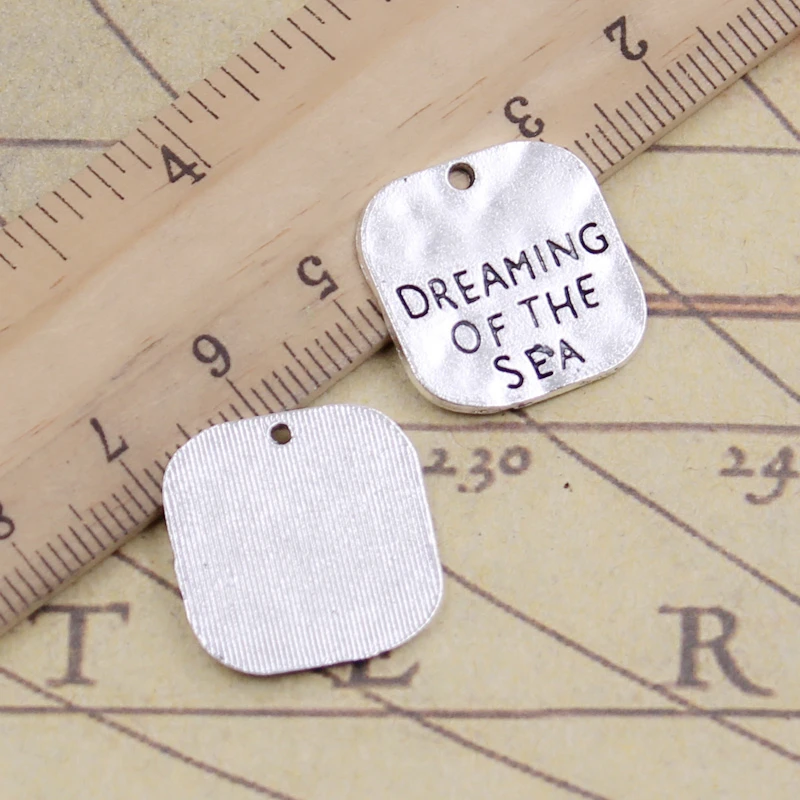 10 sztuk Charms marzy o morze 19x19mm tybetański brąz srebrny kolor wisiorki antyczny tworzenia biżuterii DIY Handmade Craft