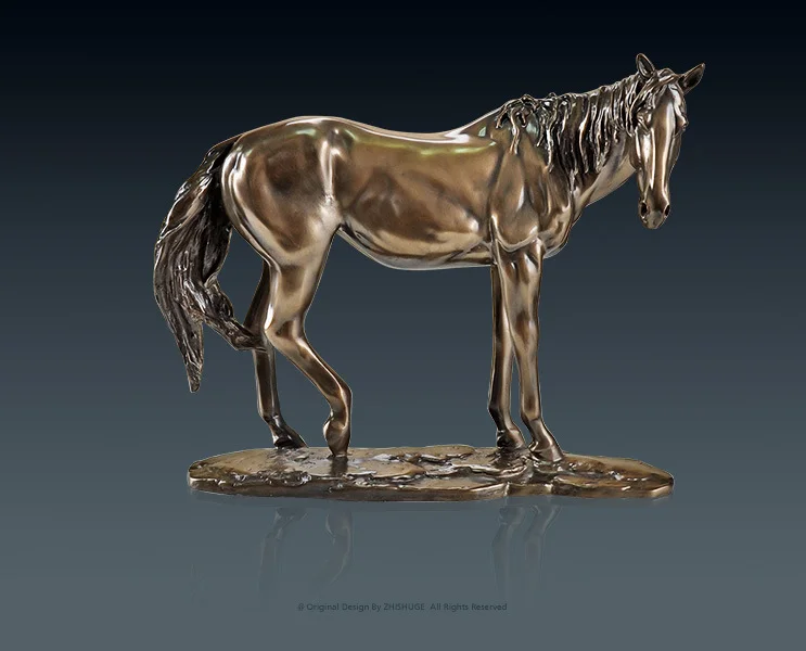 

Cast copper horse resin statue standing horse handicraft sculpture office desktop furnishings Home decoration business gift a017