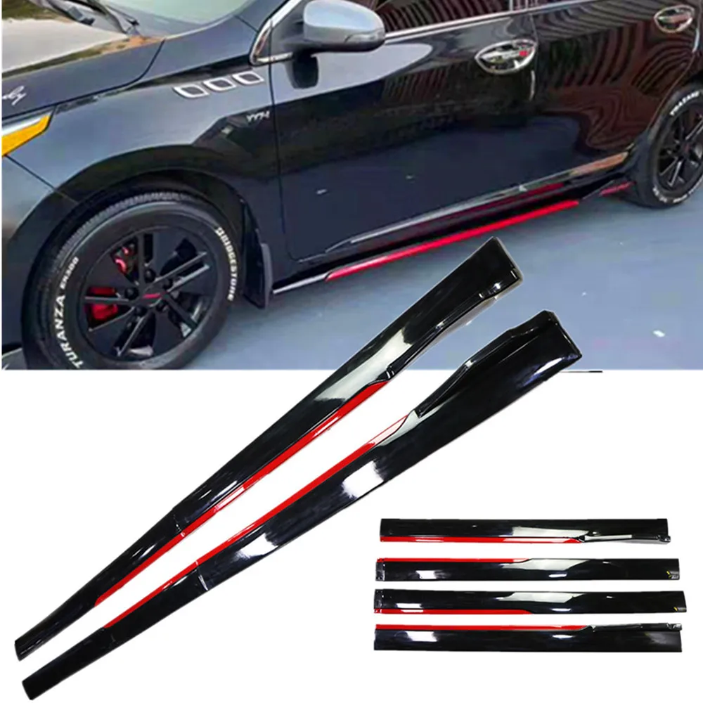 

4PCS Carbon Look/Black 2.4m Universal Side Skirt Extensions Car Side Skirts Winglet Splitters Lip For BMW For Benz For Honda