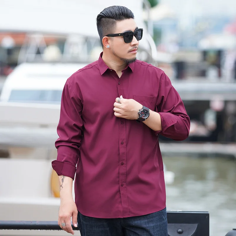 spring men casual shirt long sleeve plus size big 8XL 9XL 10XL loose business shirts fashion navy blue 56 58 60 62 64 66 150KG