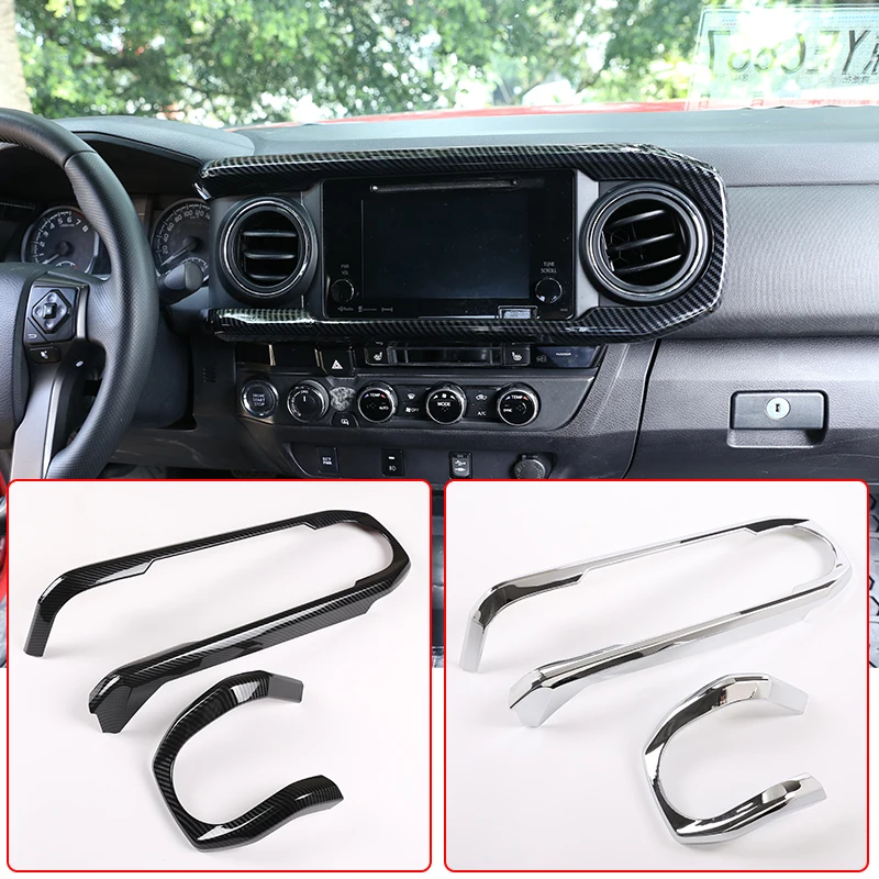 Car Center Console Dashboard Air Conditioner Outlet Frame Cover Trim ABS Silver For Toyota Tacoma 2016-2020 Interior Accessories