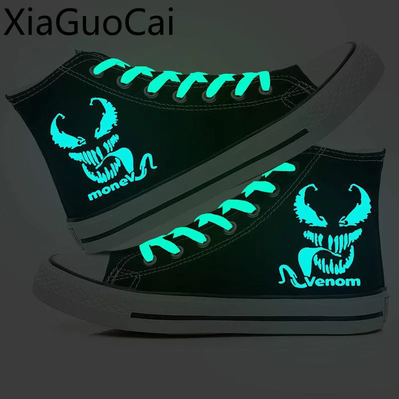 High Top Men Casual Shoes Leisure Board Couple Canvas Shoes Fluorescent Night Light Canvas Shoes for Couple Sneakers