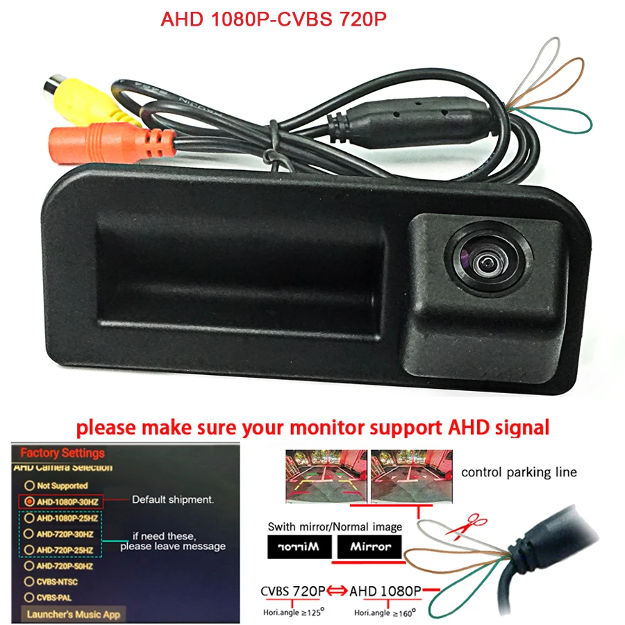 

1000L MCCD Super AHD 1080P Car rear backup camera for 2018 Audi Q2 Q5L A5 Skoda karoq KODIAQ Cayenne Bora trunk handle camera