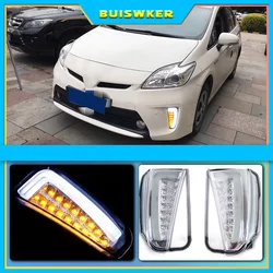 LED Front Bumper DRL Daytime Running Lights + Yellow Turn Signals Light Case For Toyota Prius 30 Series 2012-2014 Driving light