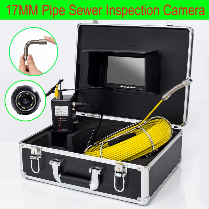 

7'' LCD 23mm/17mm/6.5mm IP68 Waterproof Camera Lens Sewer Drain Pipe Endoscope Pipeline Inspection System Support DVR Recorder