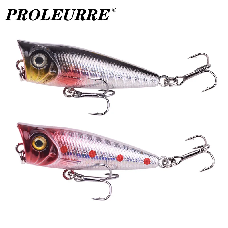 

1pcs Mini Popper Fishing Lures 5cm 4.5g Topwater Hard Bait Artificial Wobblers Plastic Pesca Fishing Tackle With 8# Treble Hooks