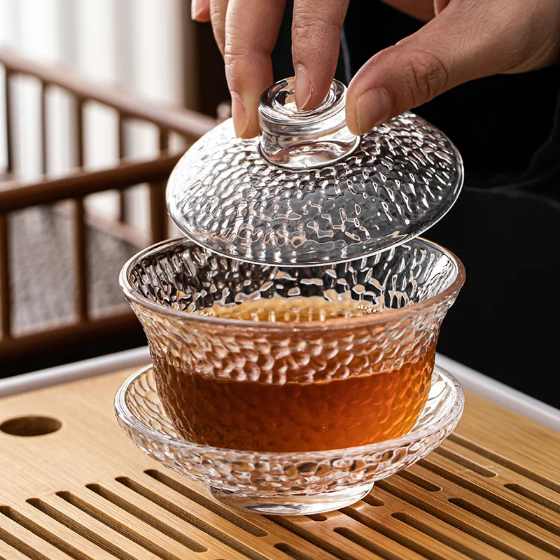 LUWU heat-resistant glass gaiwan Rugged anti-skid tureen 125ml