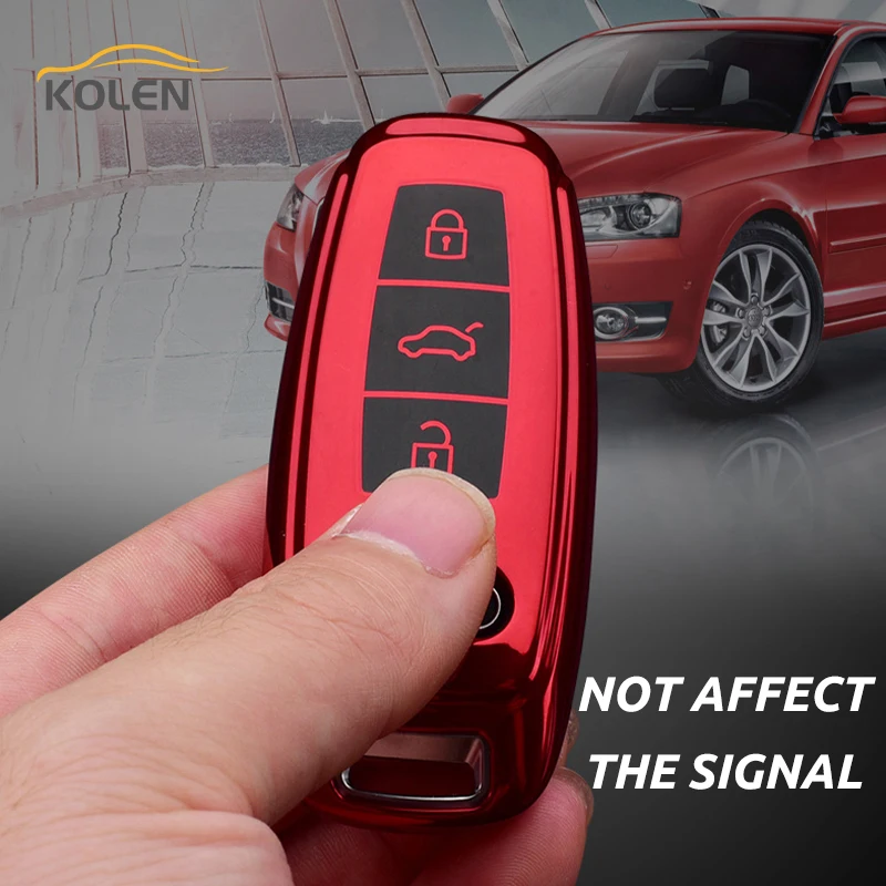Soft TPU Car Remote Key Case Cover Fob For Audi A6 A7 A8 C8 Q8 D5 E-tron 2018 2019 2020 Key Holder Shell Protection Accessories