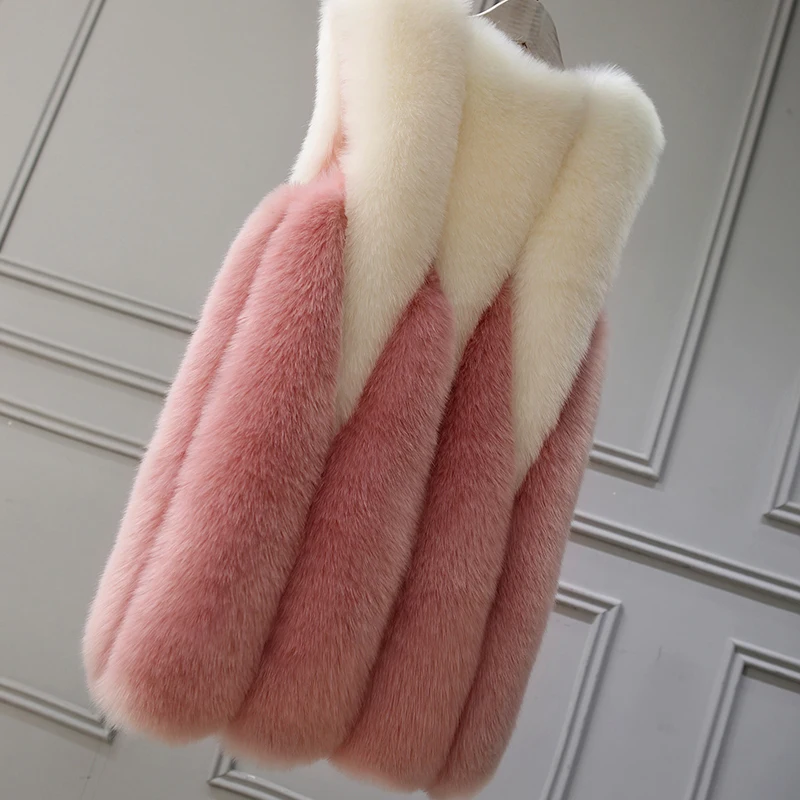 

Vest Long Faux Women Fox Fur Coat Female Fall Winter Jacket Vests for Women Waistcoat White Korean Abrigo Mujer KJ969 s