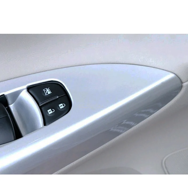 For Nissan Sentra Sylphy 2012 2013 2014 2015 2016 ABS Chrome Door Window Armrest Cover Switch Button Panel Trim 4PCS