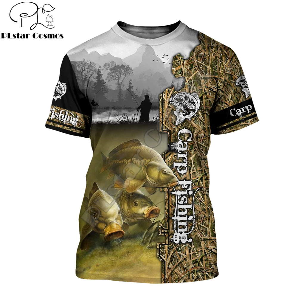 Summer Cool Hipster Men t-shirt Beautiful Carp Fishing Camo 3D Printed Harajuku Short sleeve T shirt Unisex Casual tops TX202