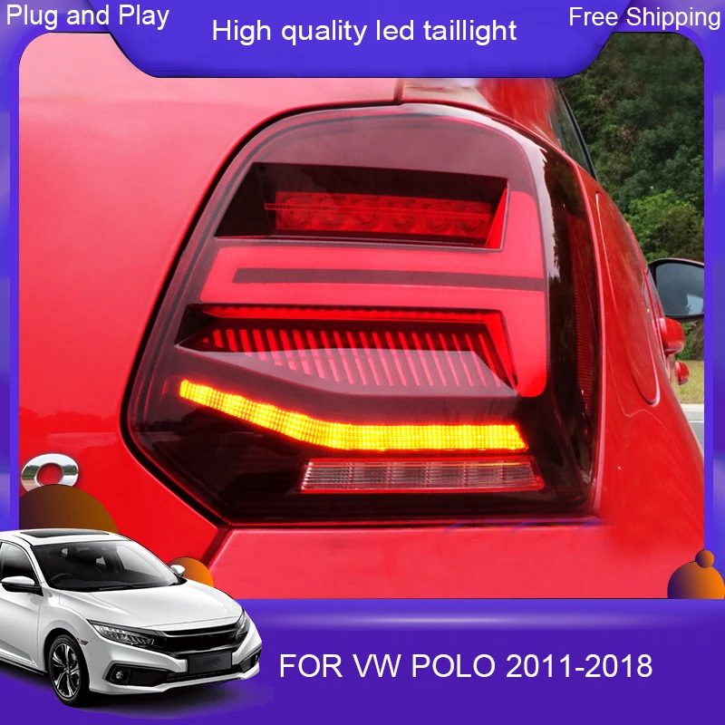 Car Styling for vw Volkswagen polo Rear led Taillights 2011-2018 for polo LED Tail Lamp+Turn Signal+Brake+Reverse LED light