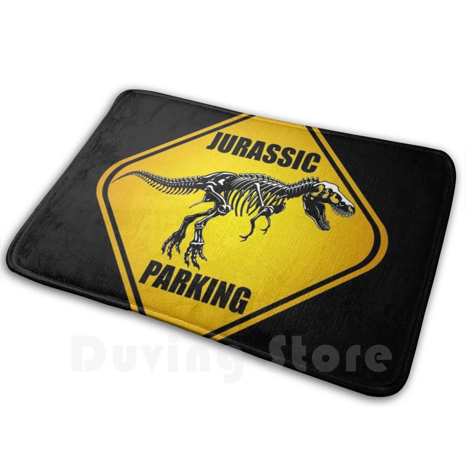 Dinosaur Parking Sign Carpet Mat Rug Cushion Soft Non-Slip Traffic Trafficsign Dino Dinosaur Trex Movie Book Classic Patking