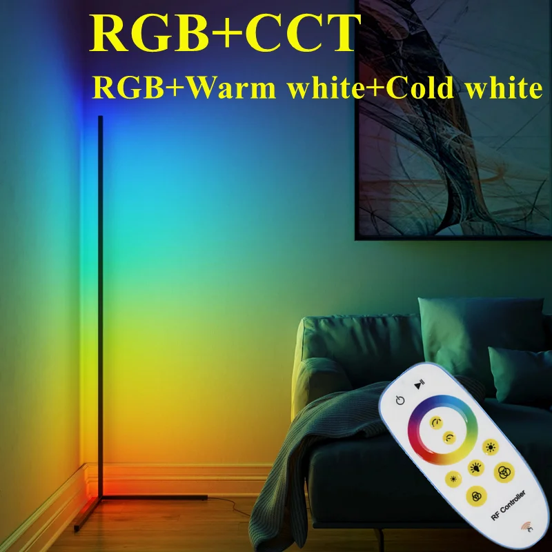 

1.6m New RGBWW Remote LED Corner Floor Lamps RGB Warm Cold White Standing Lamp Angle Light Floor Lamp For living room DROP SHIP