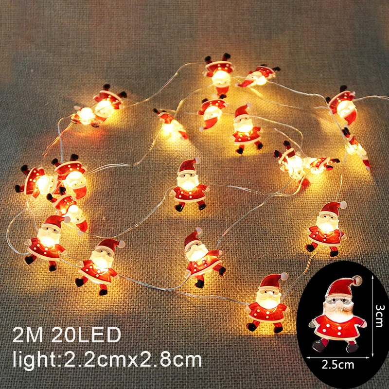 Led Fairy Lights Copper Wire String 2M 20LED Snowman Santa Claus String Light For Christmas Tree Wedding Party Decoration