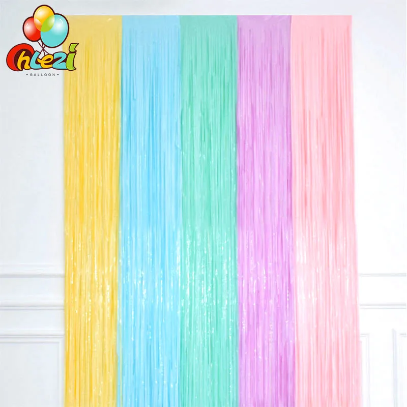 

2M Macaron pink blue Fringe Party Curtain Door Rain Curtain Decor Photo Booth Backdrop Garland wedding Birthday party decoration