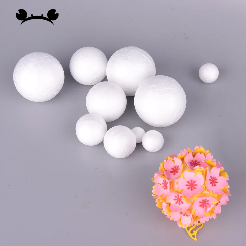 

50 шт. круглые пенополистироловые шарики из пенополистирола для поделок, художественный строительный материал, статуэтки для украшения дома, вечеринки, свадьбы