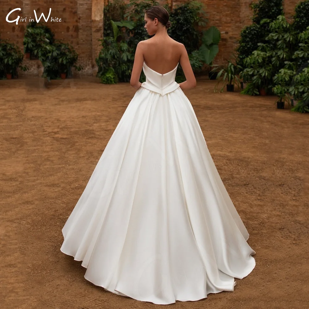 Vestidos De Novia blancos simples y modernos, vestidos De Novia con escote corazón y cintura De satén, Vestido De Novia personalizado De princesa